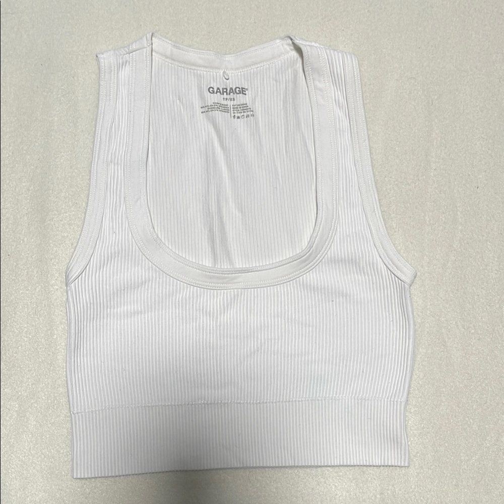 Garage Classic White Ribbed Crop Top